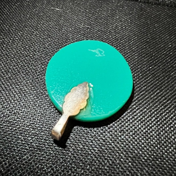 Teal Fused Art Glass Jewelry Necklace Pendant with Spiritual Tree of Life - Picture 4 of 5